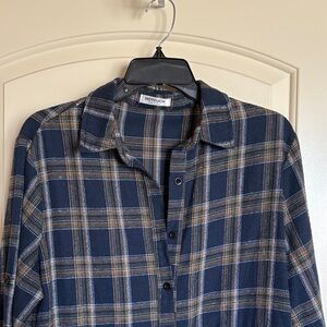 Hotouch Women's Navy Plaid Tunic Top